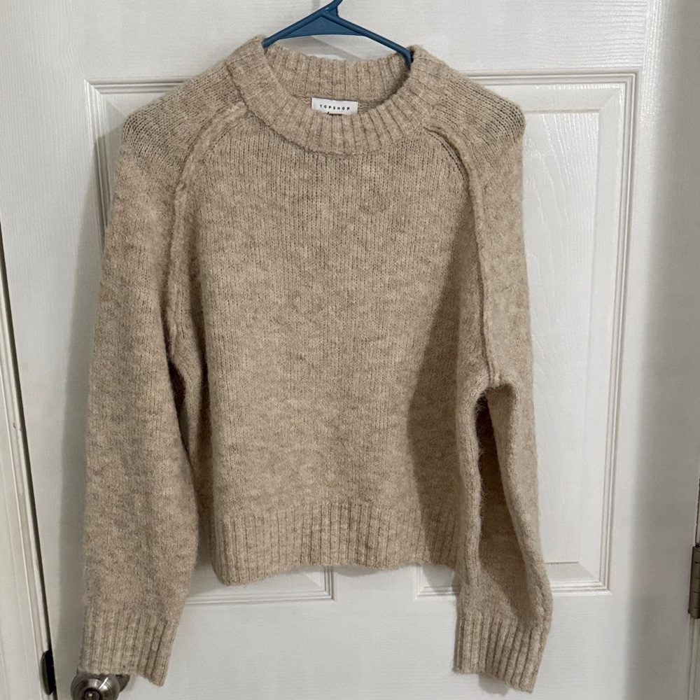 Topshop Neutral Tan Crewneck Sweater
